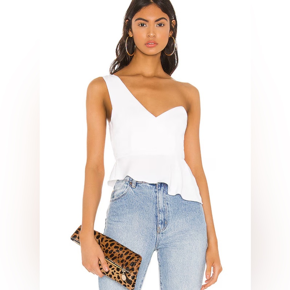 Superdown REVOLVE Karlie One Shoulder Blouse Top White Size Small